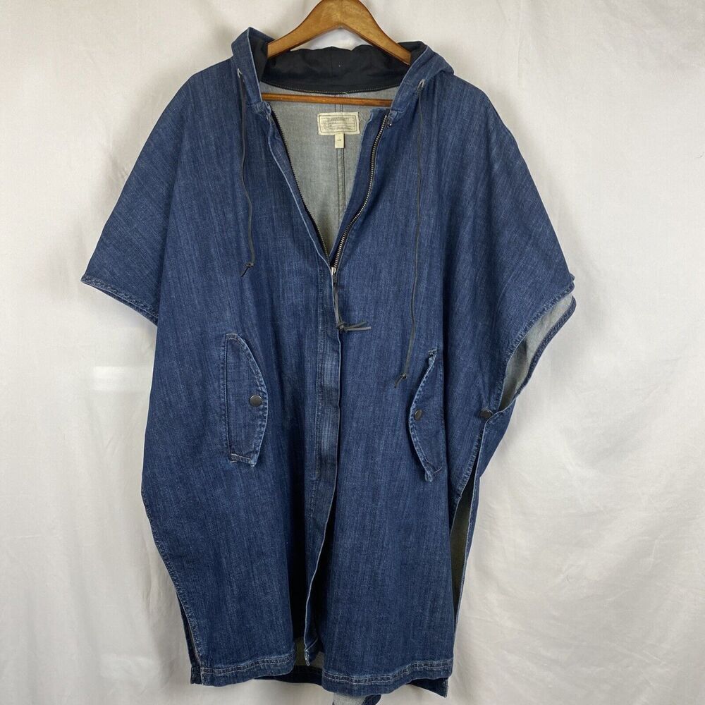 Current Elliott denim hooded oversize cape vest size 1
